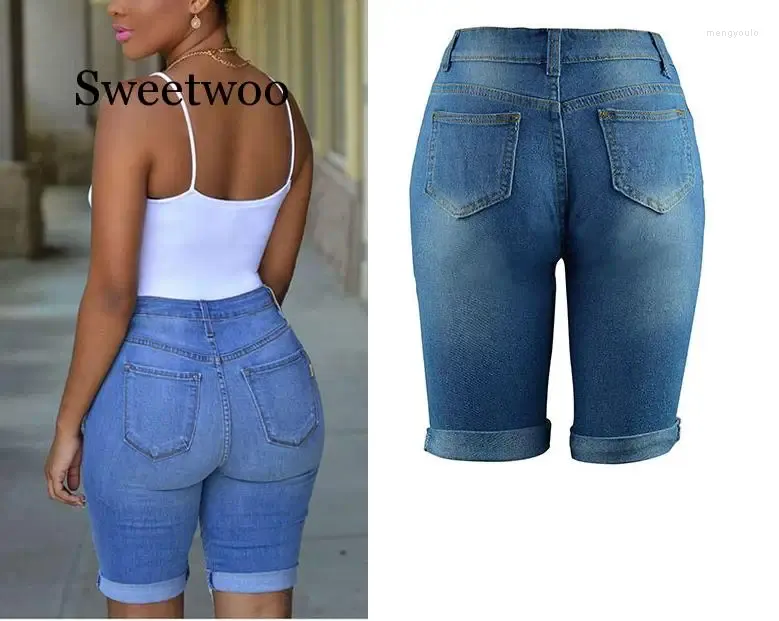 Женские джинсы с высокой талией повседневная джинсовая дыра скинни рваные штаны растягивают женскую короткую джинсы для женщины