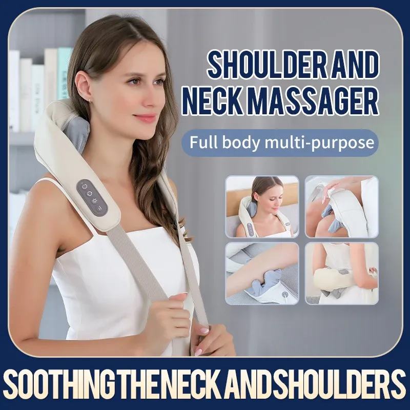 Massager 5D Kneading Shiatsu Massage Electric Massager Wireless Neck Shoulder Massager Pillow Cervical Back Muscle Relaxing Shawl
