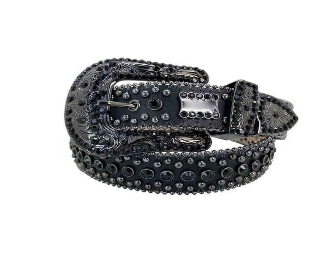 Black for Simon Rhintone Men Belts Crafts Cocodile Cinturones de grano para hombres en PU Leather5571909