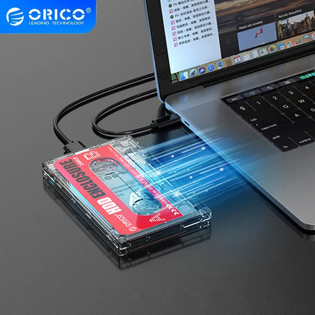 Shavers Orico 2580u3 2.5" Hdd Case Usb 3.0 to Sata External Hard Drive Enclosure Retro Cassette Tape Design Transparent Ssd Case Hdd Box