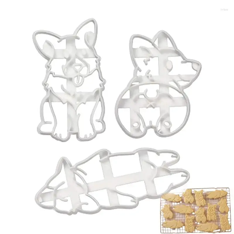 ベーキング金型3Dクッキーカッター犬のパターン付き3型の型のセットは、スタジオ用に安全に安全なガジェット食器洗い機