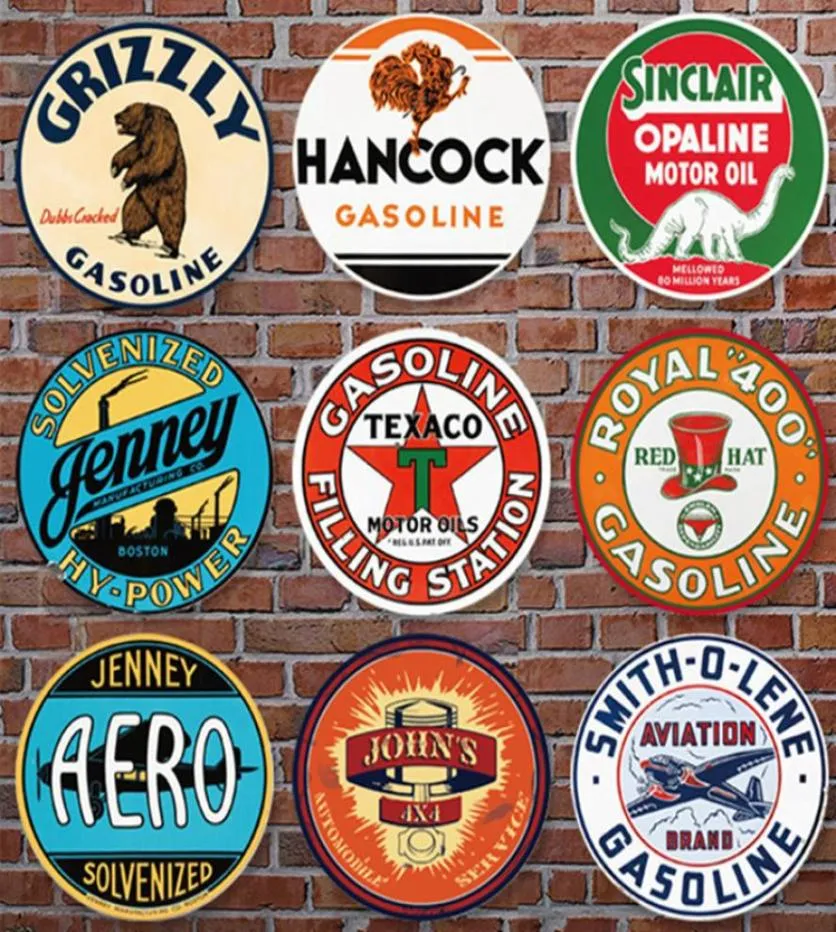 30cm Retro Placa Metal Tin Signs Cafe Bar Pub Signboard Decoração de parede Vintage Placas redondas Placas de garagem Pintura sem moldura Y20013494613