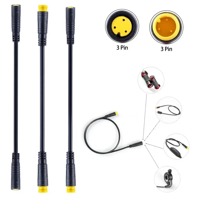 Accessoires Nieuwe 3 -pins Ebike elektrische fiets 3 -pin sensor Thumb Turchle Extension Cable voor motorische waterdichte connectoren