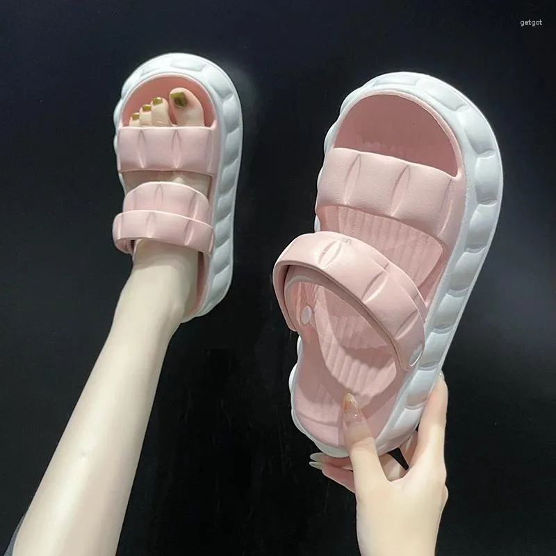 Slippers 2024 Solid Color Women Fashion Slip On Open Toe Commory Ladies Platform Heel не современный