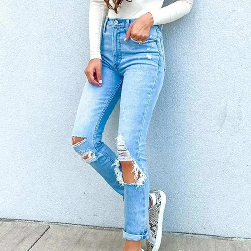 Jeans feminino primavera verão rasgou jeans woman jeans pant zíper europeu estilo tornozelo calça feminina calça feminina