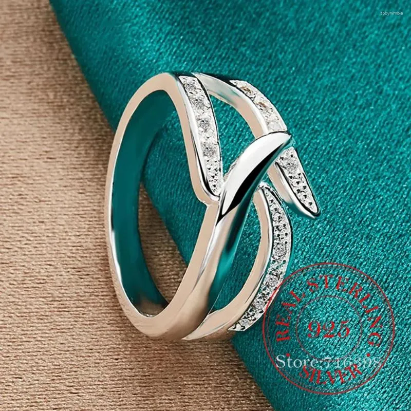 Cluster Anneaux 925 Sterling Silver Zircon Ring Classic For Woman Lover Fashion Wedding Engagement Party Gift Warm bijoux