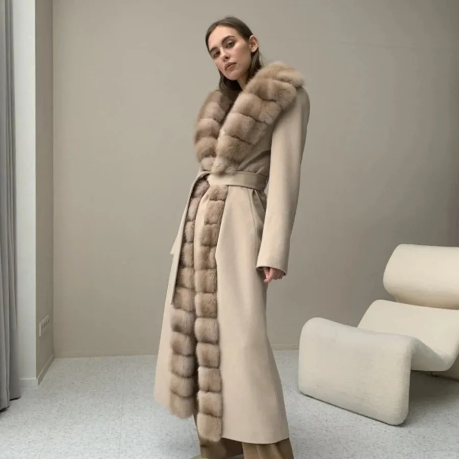 Save Big on Bulk Wool Cashmere Womens Coats Cashmere Coats Women, Ladies  Real Fur Jackets: Elegant Wool Coat With Natural Fur Trim, Warm Winter