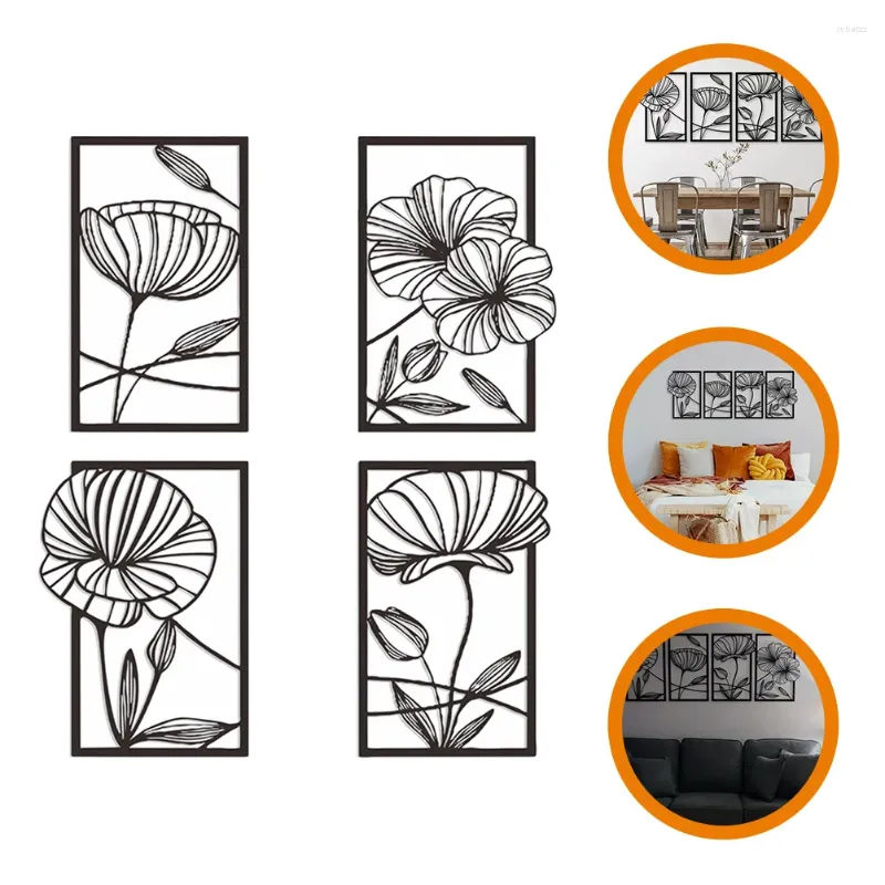 Decorative Figurines 4 Pcs Lotus Leaf For Wall Decoration Decorations Living Room Ornament Dining Iron Bedroom Kitchen Metal Home