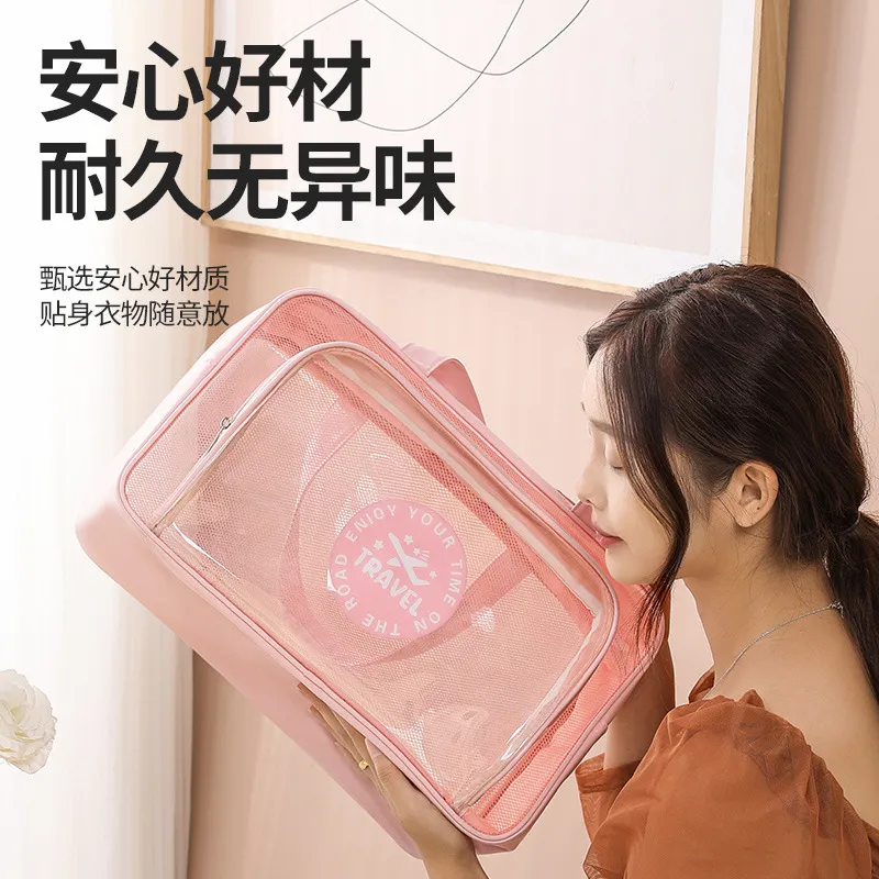 Transparent Pvc Wash Bag Portable Single Shoulder Wet And Dry Separation Bag Swimming Fitness Bath Bag Waterproof Makeup Storage Bag