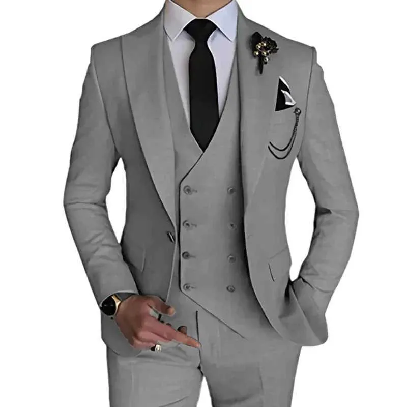 Traje De Boda Para Hombres De Piezas: Color Sólido, Ajuste - Main Image