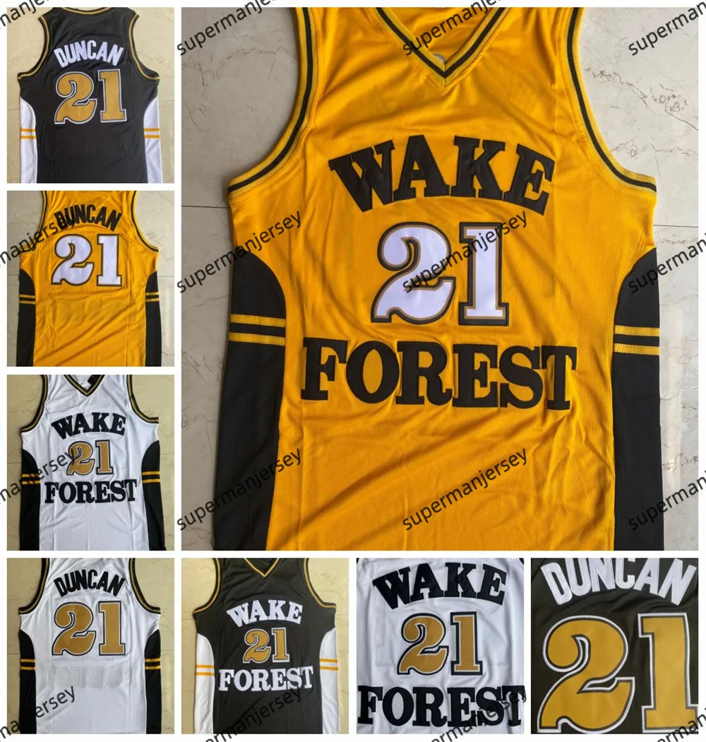 Wake Forest Demon Deacons Jerseys de basket-ball universitaire Tim 21 Duncan Chris 3 Paul Chemises Université pas cher Jersey de basket-ball cousu