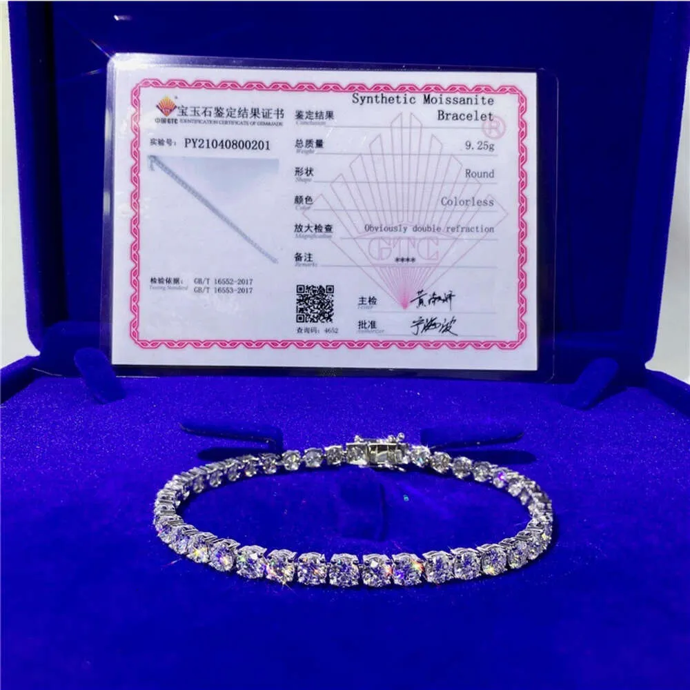 Niestandardowy 2 mm 3 mm 4 mm 5 mm 6,5 mm szerokość przełęcz Diamentowy Diamentowy srebrny s925 losowany biżuteria łańcuch tenisowy moissanite