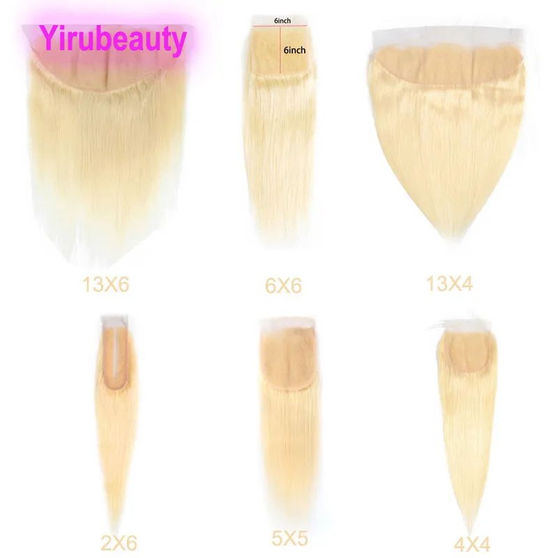 Closure Sizes Peruvian Human Hair Closures Blonde 613# Straight Lace Frontal 13x6 ...