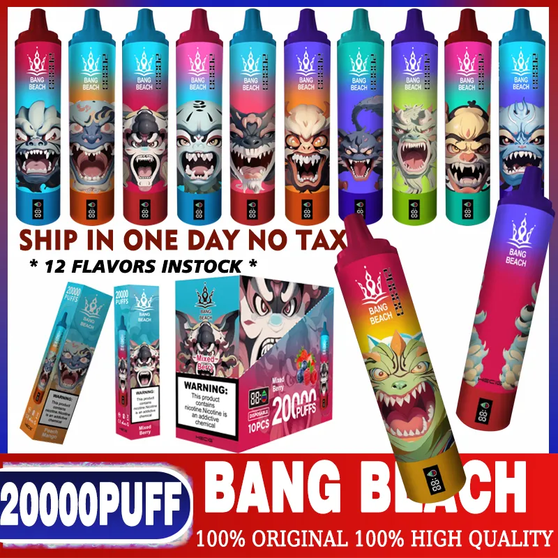 Factory Wholesale Bang Beach 20000 Puffs E Cigarete Mesh Coil Display Skärm Vape Pen Battery Puff Pen Hookah Puffvs Randm Tornado 15000