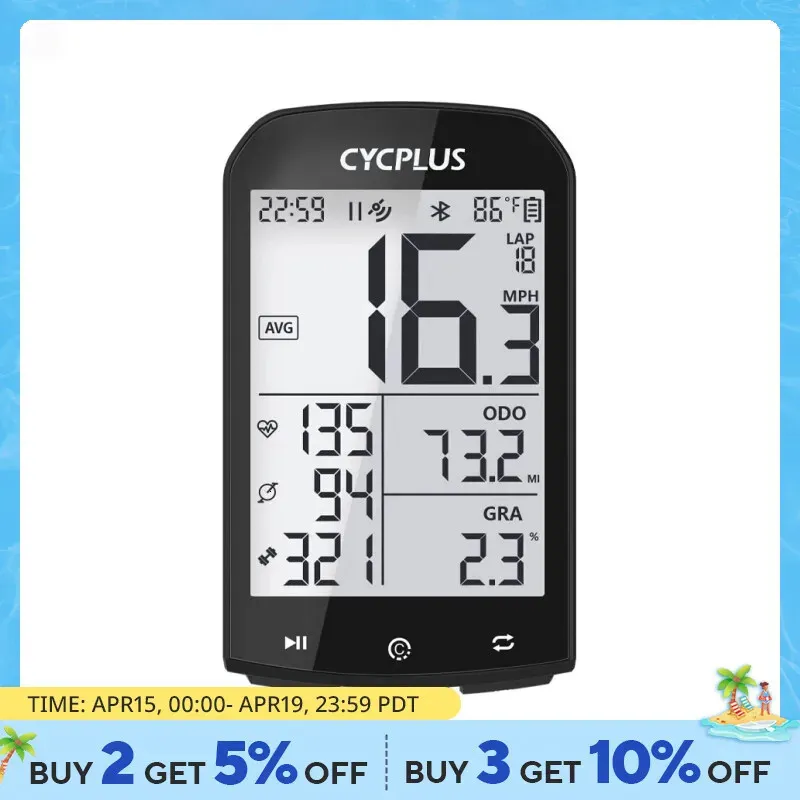 GPS Bike Computer لاسلكي Cycplus M1 عداد السرعة مضاد للماء ANT Bluetooth5.0 ملحقات الدراجات الدراجات 240418