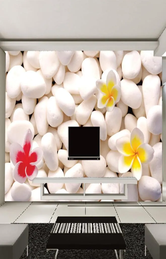 New art can be customized big large mural 3D wallpaper bedroom living room TV backdrop modern fashion white pebbles stone flow6469934