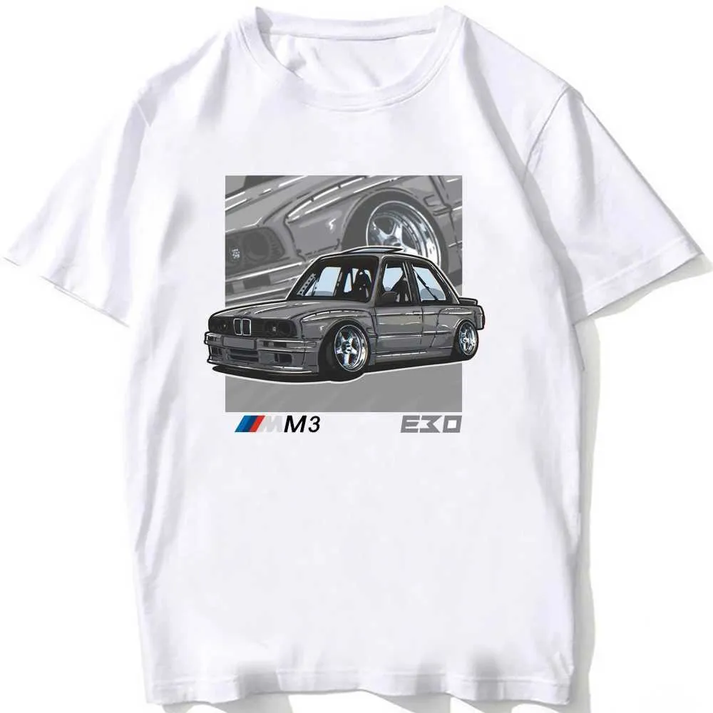 Erkek Tişörtler Retro Almanya Eudm-E34 M5 Tshirts Yaz Harajuku Erkekler Kısa Slve Eski E30 M3 Klasik Araba T-Shirt Boy Casual Üstleri Beyaz TS T240425