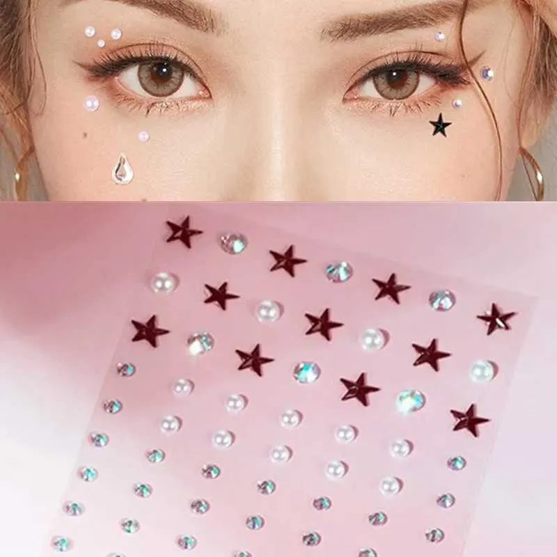 Tatuaggio Transfer Diamond Face Gioielli fai -da -te Beauty Beauty Crystal Eyes Temporanee Tattoo Adesivo Rhinestone 3D Nail Art Decoration Adesivi per ombretti 240427