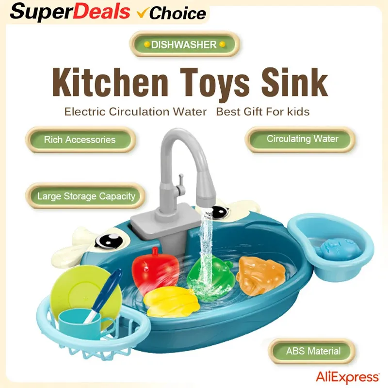 Keuze speelhuis Toys doen alsof Childrens Kitchen Wash Basin Sink Kids Set speelgoed voor jongens Girls Gifts 240416