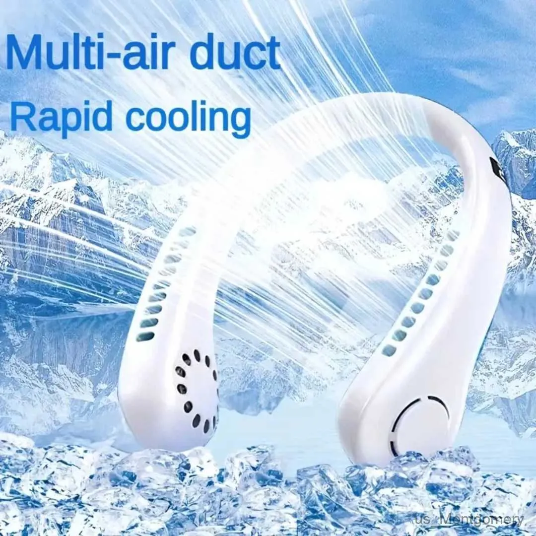 Electric Fans Neck Fan Portable Bladeless Hanging Neck Rechargeable Air Cooler 3 Speed Mini Fans Portable Fan For Fishing/Camping/Travel