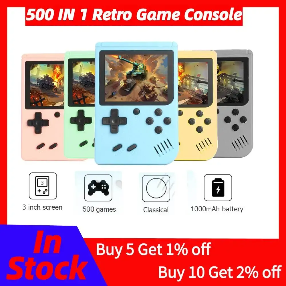 Players Retro FC 500 en 1 Jeu de console de jeu vidéo Gameboy Pocketgo Consola Retro Game Mini Handheld Players 8 Bit Classic