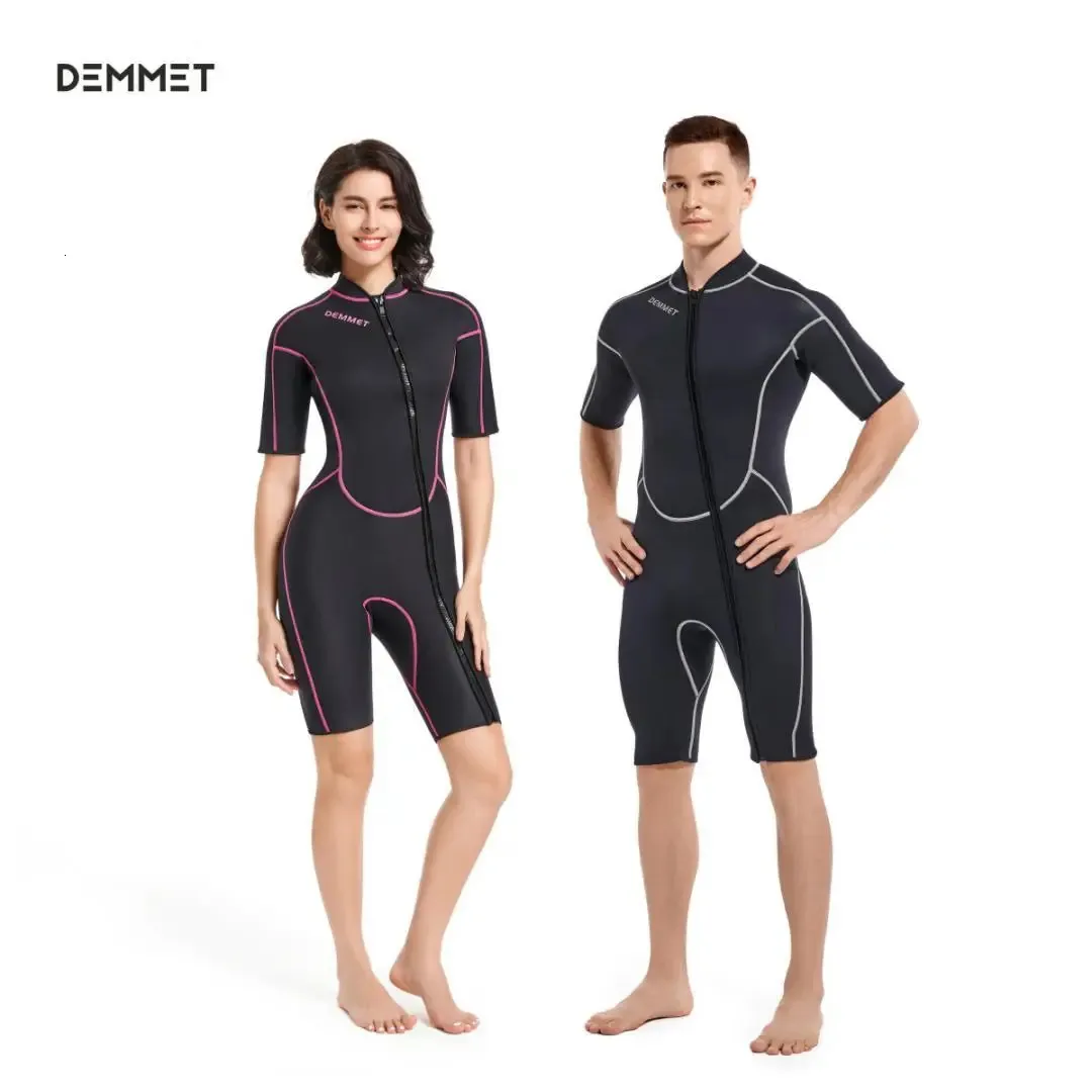 ネオプレンウェットスーツの男性女性1.5mm暖かい水泳ダイビングスーツの水着スーツ半袖トライアスロンダイバーサーフシュノーケリング240416