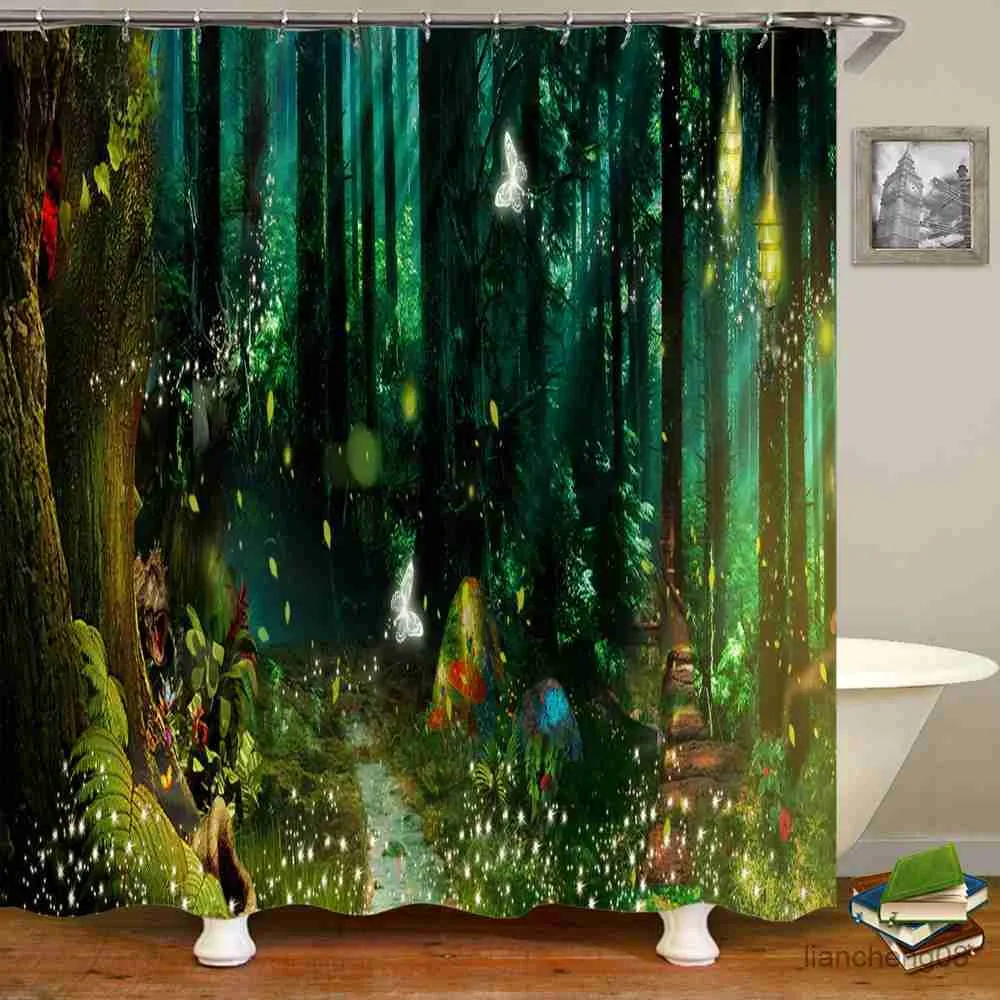 Shower Curtains Fantasy Fairy Tale Forest Scenery Printing Shower Curtains Bathroom Curtain Frabic Waterproof Polyester Bath Curtain