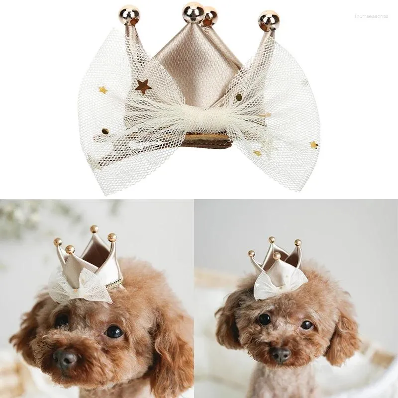 Perles de vêtements de chien Crown Coil Clip Mini Birthday Pet Cat petit chapeau