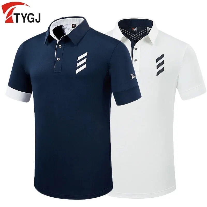 Chemises PGM Golf Tshirt Mentes Men's Summer Summer Sleeve Tops Male Uniforms élastiques respirants Male