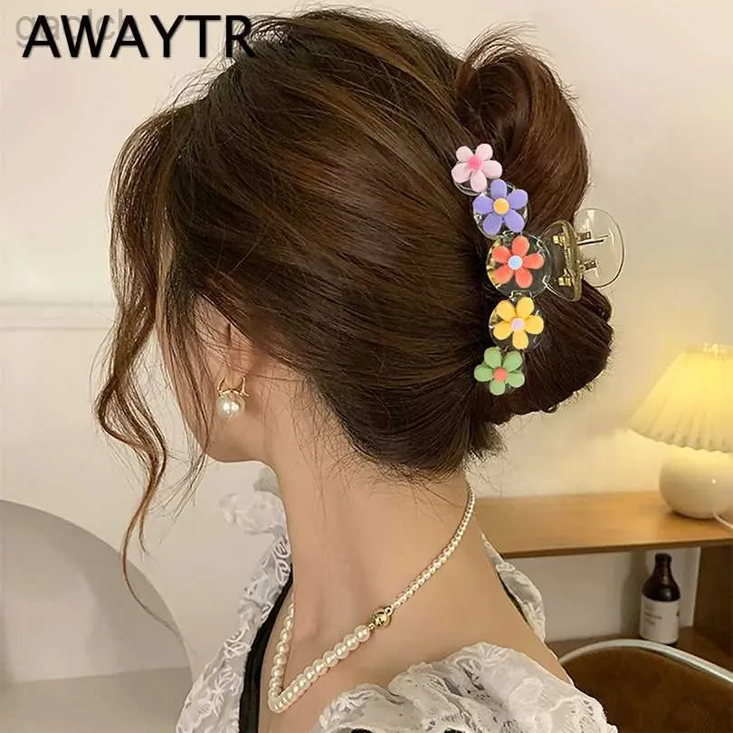 Haarclips Bruiltjes Weg af aan kleurrijke bloemhaar klauwen klemmen krab kleine madelief haar clips meisjes haaraccessoires haarspelden vrouwen haarkrabben klauw 240426