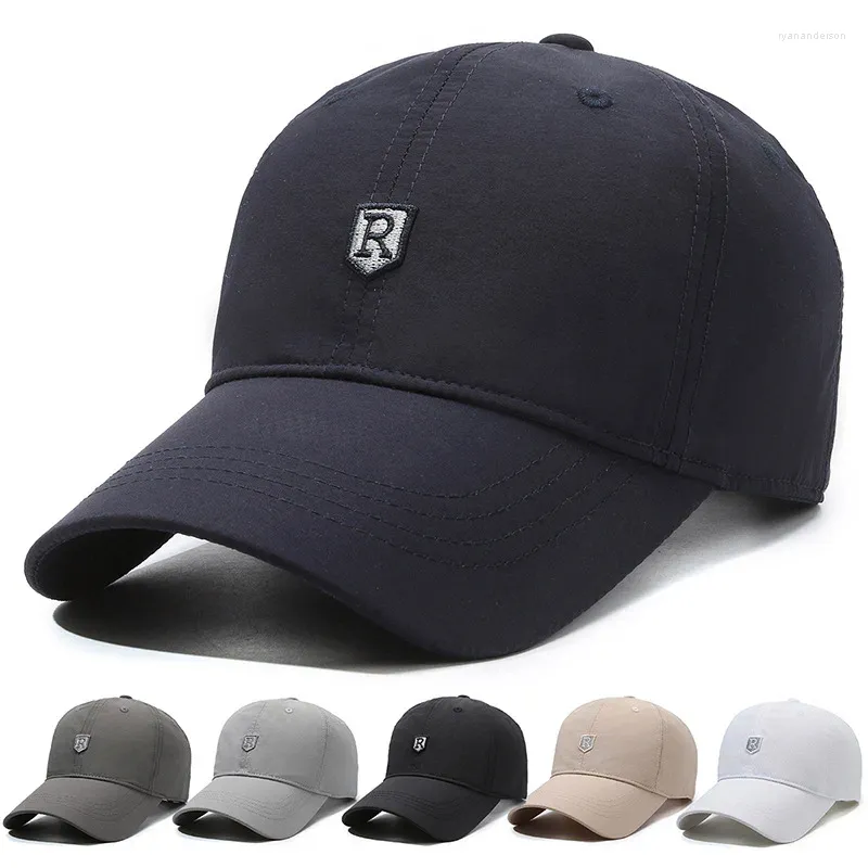 Ball Caps Unisex Quick-drying Hat R Letter Embroidered Baseball Cap Outdoor Ultra-light Running Boy's Sunshade And Sunscreen Men's