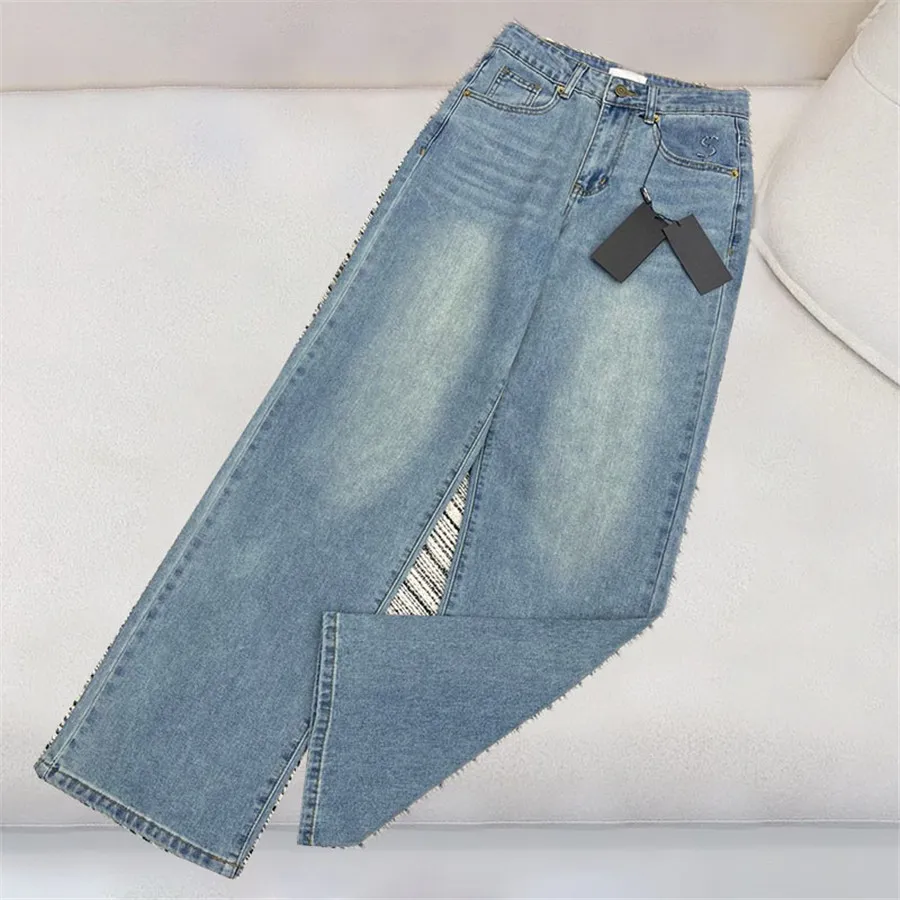 Lettre de luxe Broidered Jeans Femmes Blue Denim Pantalon Casual Straight Jean Designer Designer Street Styl Street Styl Jeans