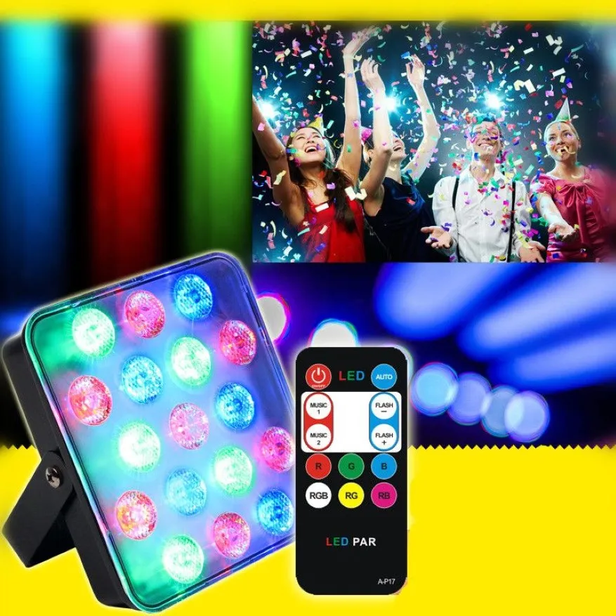 17 LED Par Lights Pilot RGB Pełny kolor LED LED oświetlenie KTV Ślub Święta Święta DJ Disco Party Partyor LAMP222W