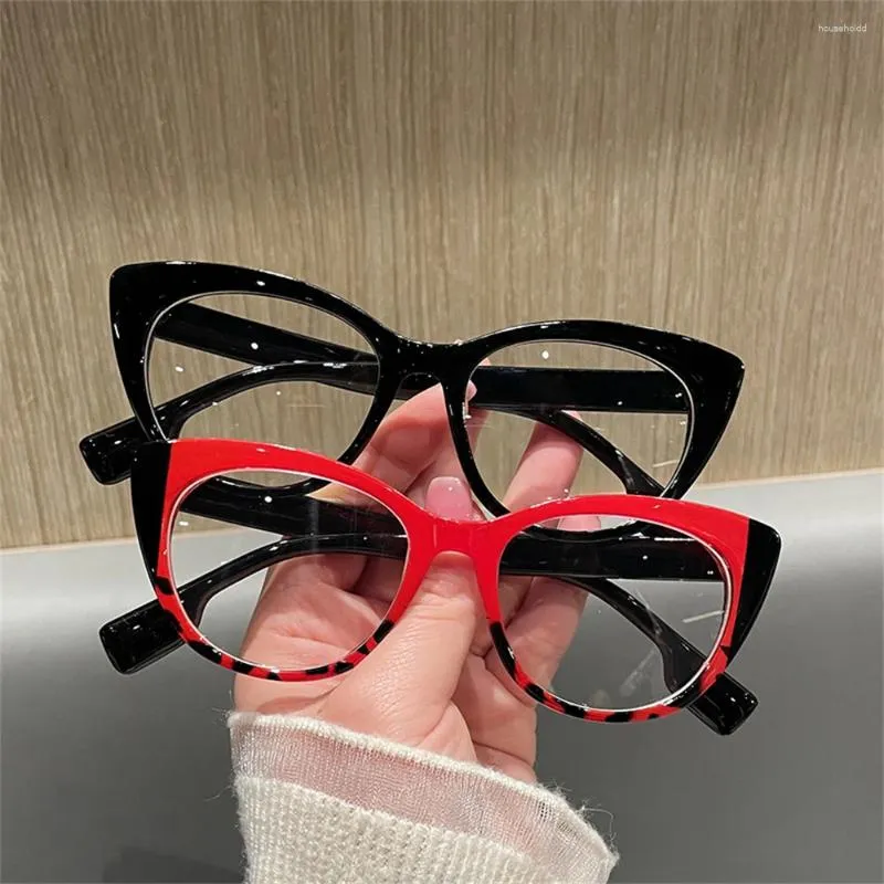 Solglasögon Anti Blue Light Cat's Eye Glasses Women Vintage Brand Designer Myopia Recept Optical Glass Computer Big Eyewear Frame