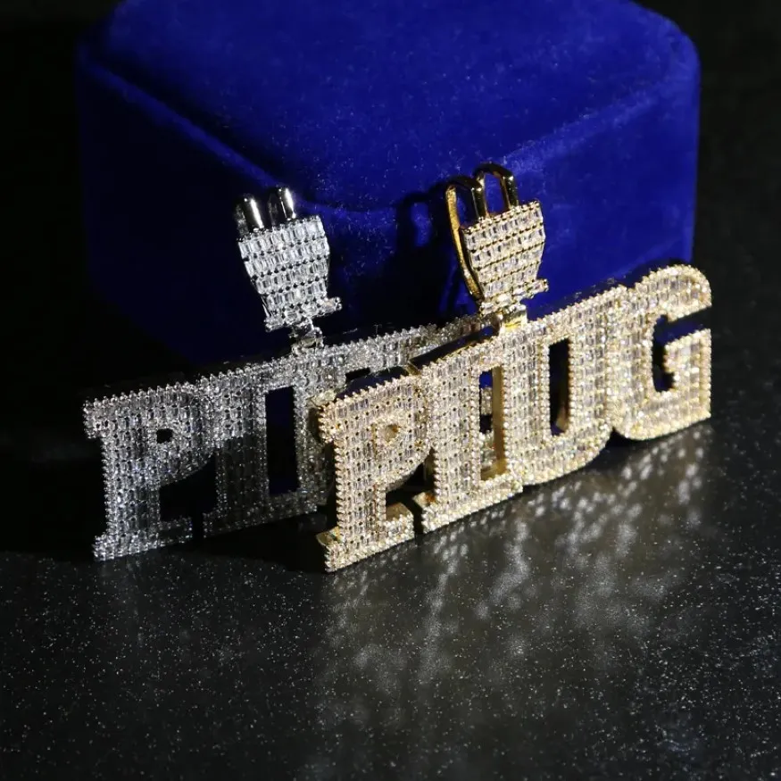 Iced Out Bling 5a Cz Plug Plug Cool Collece Charm Micro Pave Full Cubic Zironica Stone Hip Hop Fashion Cool Letter Jewelry Mens2258