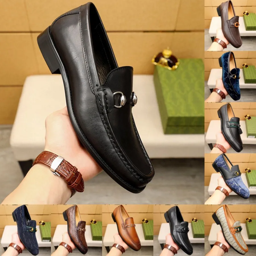 77Model Spring Luxurious Italian high-quality Black Brown Leather Shoes for Men leather shoes Wedding Designer Dress Shoes Patent loafers Big size 38-45