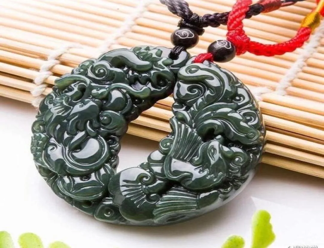 Sélectionnez Hetian Jade Qingyu Dragon Phoenix Pendant Lovers A72061275705941510