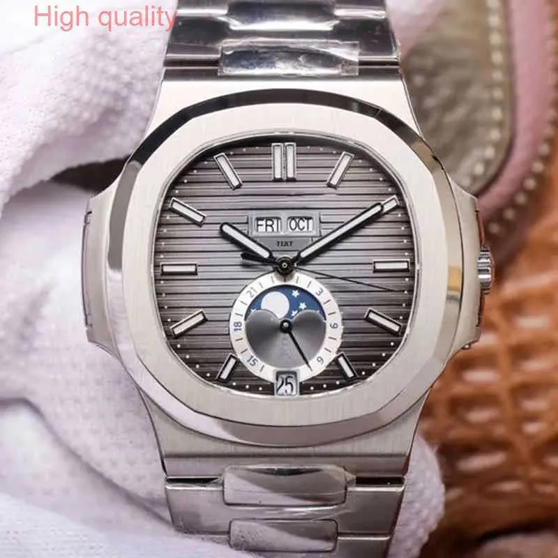 Automatic AAA Mechanical Watch Men Watch Mechanical for Luxury Grey 40mm Watch Dial Full Stainless Steel Strap Men Wristwatches No Box