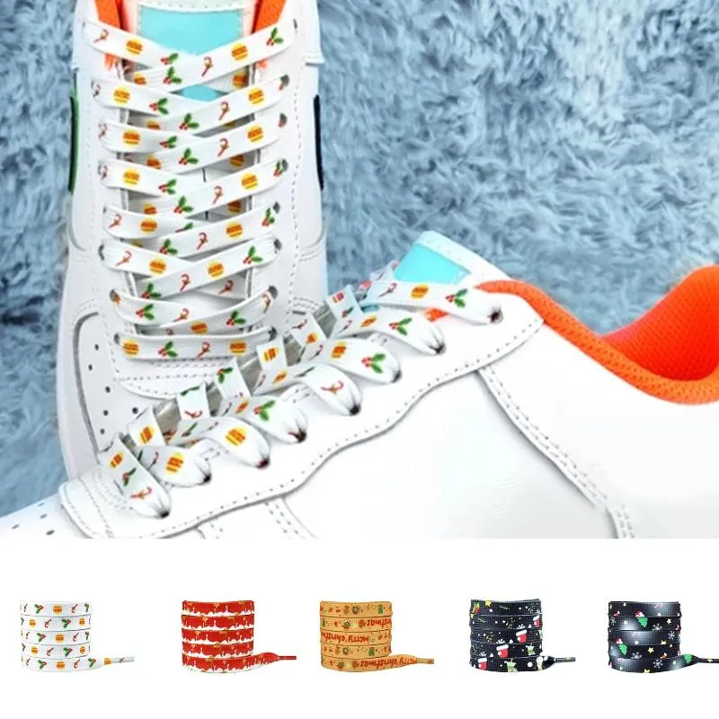 Запчасти для обуви Рождественский фестиваль шнурные шнурки для кроссовок для кроссовок на открытые спортивные струны лосей снеговик эластичные кружевы