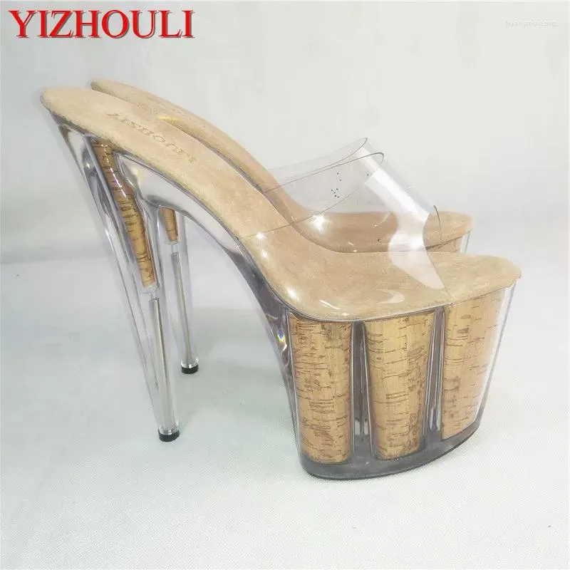 Tanzschuhe klare Plattform sexy Neuartige Getreide Heels Kristall 8 Zoll High Heel für Lady Mode 20cm Gelb