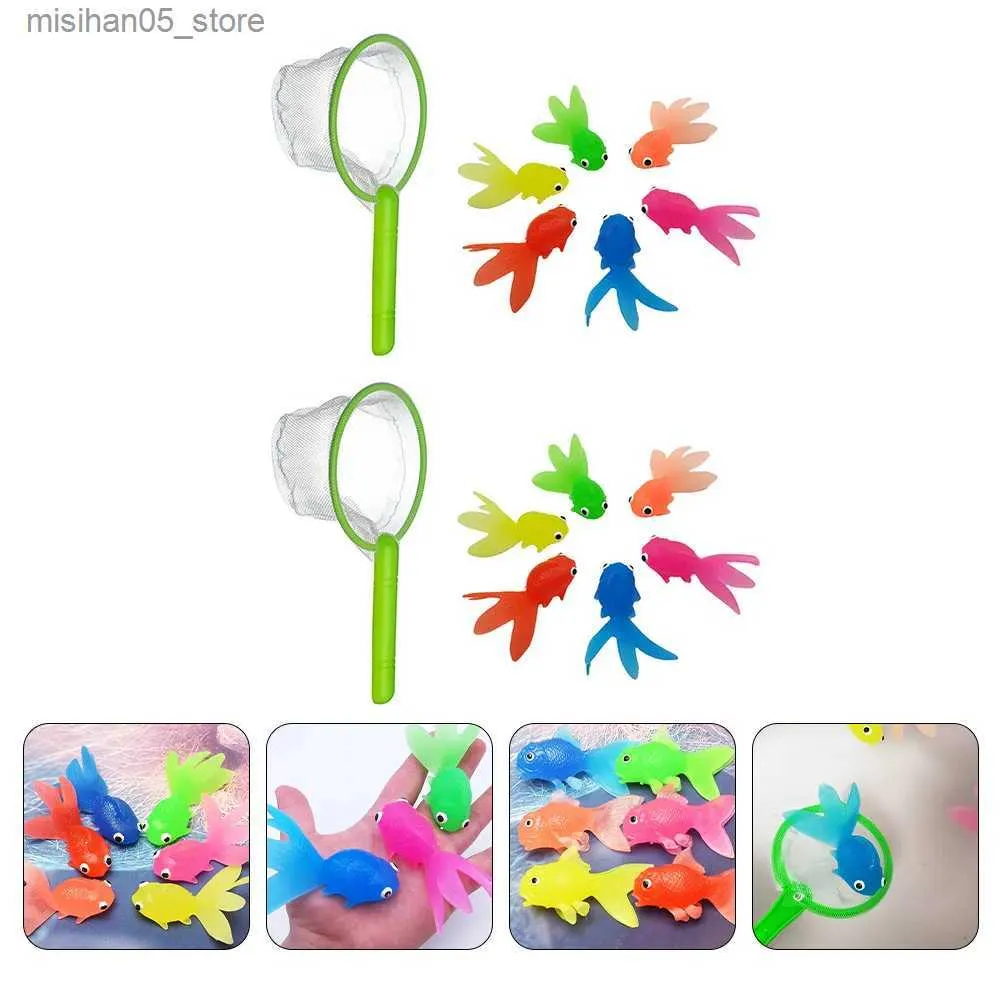 Sand Play Water Fun 2 Sets van zachte rubberen goudvissets Kindergoed Toys onder water Visserijspellen Duikcartoons Babydouches Tpr Childrens Douches Q240426