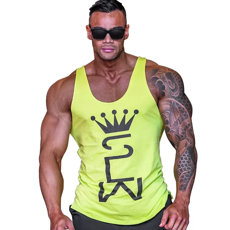 Chemises Men Top Top Gym Workout Singlet Sans manches Blouse Stringer Tops Tops Body Body Body Muscle