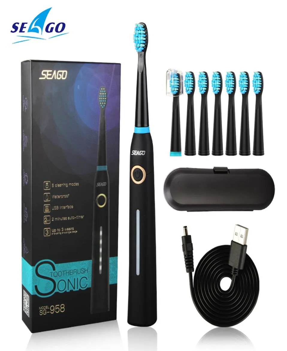 Seago Electric Toothbrush Tooth brush USB Rechargeable adult Waterproof Ultra automatic 5 Mode with Travel case T2009015684784