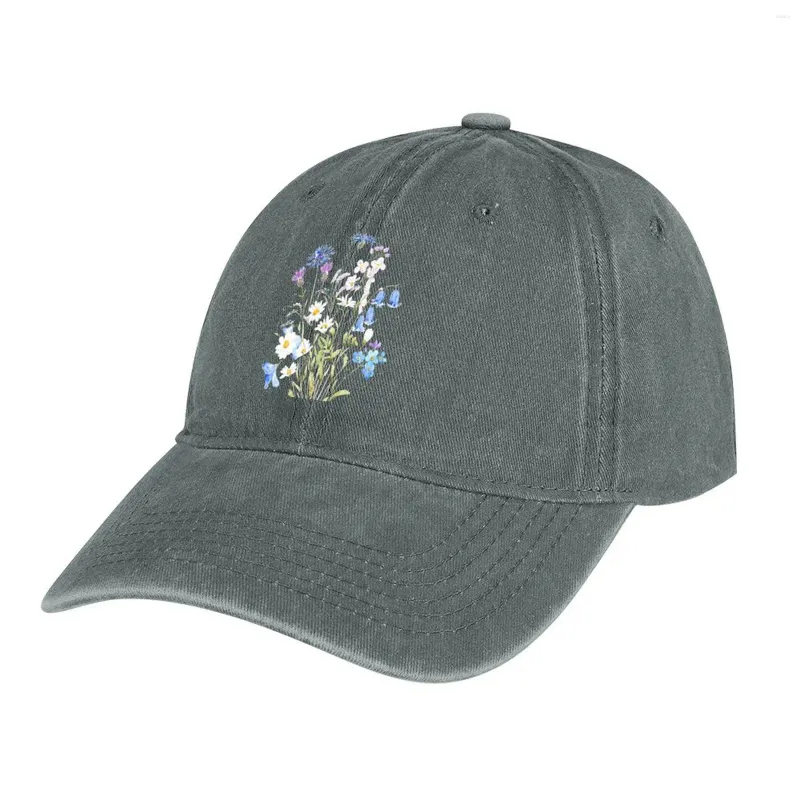Берец Голубая белый и фиолетовый дикий цветок 2024 Ковбойская шляпа Рыбалка роскошная вечеринка шляпы женская мужская