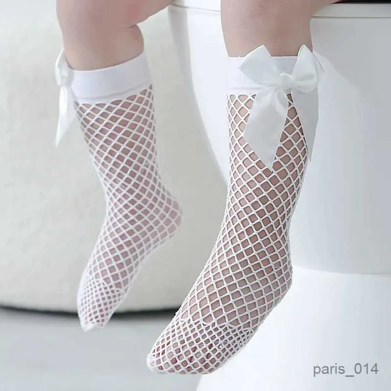 Kindersocken 2022 Sommer Big Bow Baby Girls Mesh Socken Kind atmungsaktivem Fischnetz Knie hohe Socke Kleinkind Spitze Lange Kinder Socken für 0-5 Jahre