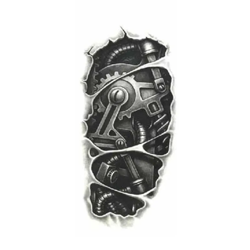 Transfert de tatouage Temporaire Black Robot Bran mécanique Faux Transfert Autocollants de tatouage Cool Men Spray Imperproof Designs 240426