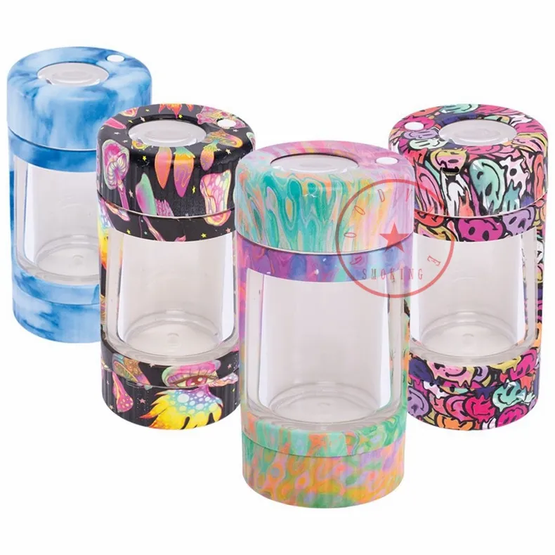 Multifunctional Colorful USB LED Lamp Smoking Bottle Dry Herb Tobacco Grinder Stash Case Sealed Storage Tank Taster Bat One Hitter Magnifying Jar Cigarette Holder