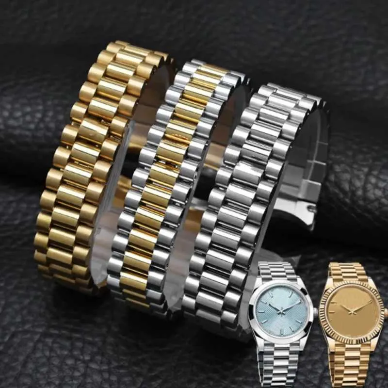 Watch Bands Solid thin steel strap with three beads used for role-playing oyster shaped continuous movement with a 20mm metal bracelet every Sunday 240424