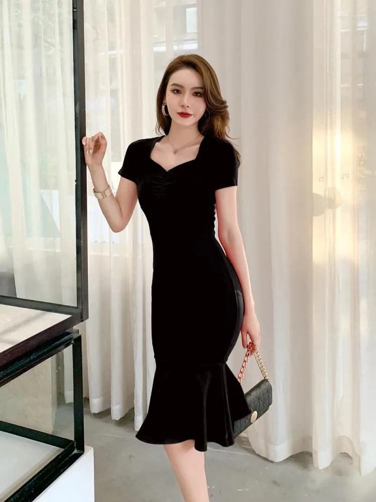 chinese dress ladies Elegant and Sexy Below-the-Knee Mermaid Dress Made of High-Quality Pulp Mesh Purple / L / CN