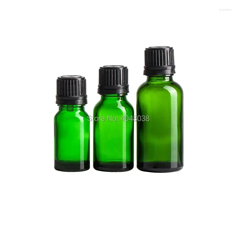 Bottiglie di stoccaggio 10 mnl 15 ml di olio essenziale in vetro verde bottiglia da 30 ml di imballaggio cosmetico a fusione vuota 24pc di miscelazione vuota